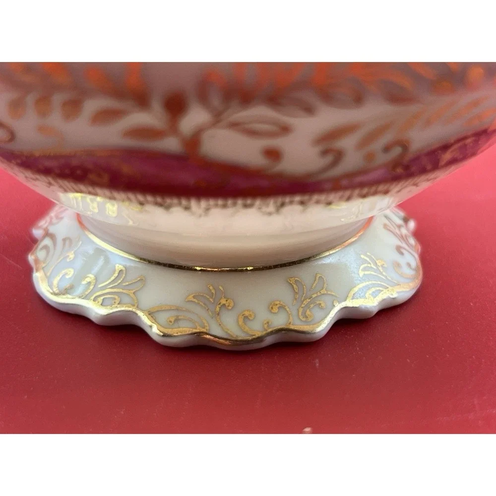 Hand Painted Chubu China Occupied Japan Porcelain Cup & Saucer Raised Gold Trim